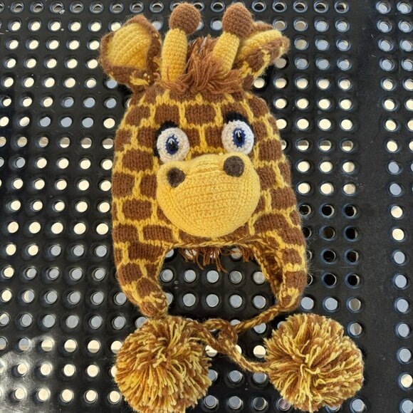 Andes Gift Giraffe Knit Winter Hat‎ Pom-Poms For Kids Acrylic Alpaca Blend OS - Picture 2 of 8